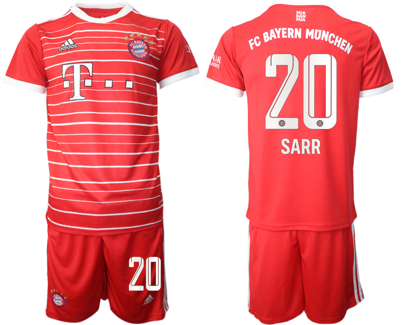 Men 2022-2023 Club Bayern Munich home Red 20 Adidas Soccer Jersey